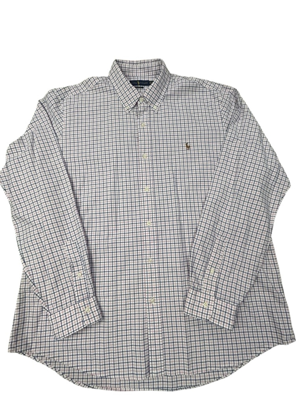 Ralph Lauren Classic Fit Button-Down Shirt Navy and Pink Plaid XXL Flesh Pony - Picture 4 of 7